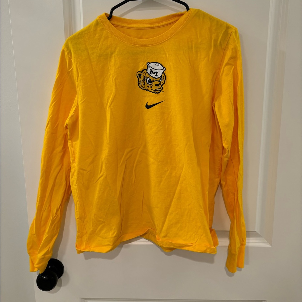 Long Sleeve Yellow University of Michigan T Shirt